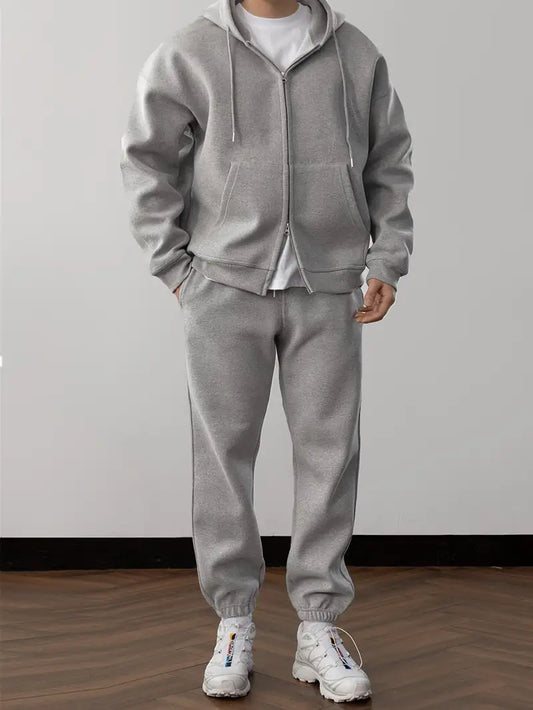 Multi-Pocket Design Tracksuit Set with Hooded Jacket and Pants